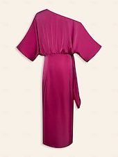 cheap Party Dress-Satin Knotted Wrap Drop Shoulder Maxi Dress