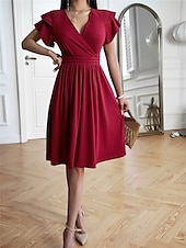voordelige midi-zwarte jurk-Dames Mini-jurk Zwarte jurk Afstudeerjurk Casual jurk A lijn jurk Streetwear Basic Casual Vakantie Straat Feestdagen Normale pasvorm Korte mouw V-hals Zwart Bordeaux Marineblauw blauw Zomer
