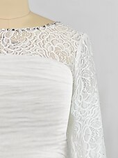voordelige Vloerlengte-Strand Bruiloft A-Lijn Moeder van de Bruid Jurk Bruiloft Gast Elegante Juweel Hals Enkel Lengte Chiffon Kant 3/4 Lange Mouw met Pailletten Ruching 2025 gratis op maat gemaakt