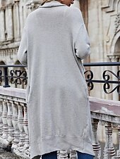 preiswerte Strickjacken und Oberbekleidung-Damen Pullover Jacke Stilvoll Feste Farbe Öffnung vorne Tasche Fledermaus Ärmel Langarm Lange Oberteile Stricken Arbeit Schwarz Wein Herbst Winter