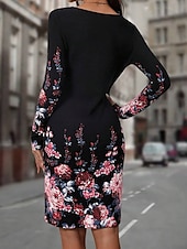 preiswerte Blumenkleid-Damen Maxidress Sweatshirt-Kleid Winter Kleid Corsagenkleider Etuikleid Elegant Stilvoll Urlaub Party Strasse Regular Fit Blumen Langarm Rundhalsausschnitt Rosa Blau Orange Sommer Herbst Winter