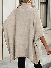 preiswerte Einfarbige Farben-Damen Pullover Brautkleider schlicht Feste Farbe Troyer Halber Reißverschluss Zip Halbe Ärmel Lange Oberteile Stricken Täglich Schwarz Beige Herbst Winter