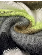 preiswerte Grafische Muster und Details-Damen Pullover Stilvoll Brautkleider schlicht Weich Farbblock Gestreift Grobstricken Rundhalsausschnitt überdimensional Streifen Langarm Normale Oberteile Stricken Outdoor Täglich Ausgehen Purpur Grün