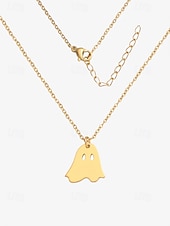 お買い得  ハロウィンアクセサリー-ハロウィンをテーマにした女性用ステンレススチールペンダントネックレス。カボチャとゴーストのチャームが特徴で、コスチュームパーティーやお祝いの行事に最適です。