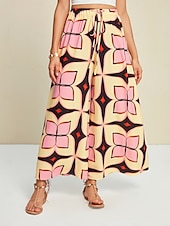  Per donna Pantaloni a Gamba Larga Maxi Micro-elastico Misura del girovita medio Bohemien Vacanza Vacanza Casa Casual Rosa pallido Primavera & Autunno Interstagionale S M L