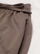 cheap Women&#039;s Cargo Pants-Women&#039;s Sweatpants Chinos Fashion Streetwear Full Length High Waist Plain Pocket Elastic Waistband Comfy Soft Comfortable Micro-elastic Outdoor Street Brown Fall Winter Regular Fit