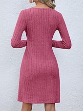 billige svart mini kjole-kvinners liten svart kjole en linje kjole mote arbeidsmote lang kjole maxikjole knapp v-hals langermet vanlig vanlig passform svart rosa grønn vår høst s m l xl 2xl