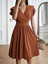 voordelige midi-zwarte jurk-Dames Mini-jurk Zwarte jurk Afstudeerjurk Casual jurk A lijn jurk Streetwear Basic Casual Vakantie Straat Feestdagen Normale pasvorm Korte mouw V-hals Zwart Bordeaux Marineblauw blauw Zomer