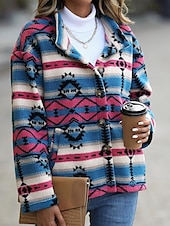 billiga Blazers och kostymer-Dam Vinterkappa Fritids- Helgdag Dagliga kläder Höst Vinter Normal Täcka Hög krage Normal Stylish Ledigt Jacka Långärmad Geometrisk Slimmad passform Blå