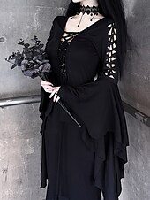 levne Šaty-Punk a gotika Šaty Čerodějnice Morticia Addamsová Pevná barva Dámské Fantazie Valpuržina noc předvečer Všech svatých Karneval Večírek Dospělé Šaty