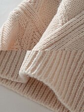 abordables Couleurs unies-Femme Pull Chandail Décontractées Couleur unie Géométrique Col Ras du Cou Tricoté manche longue Hauts longs Tricoter Travail Noir Beige Automne Hiver