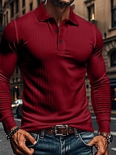  Per uomo Maglia da golf Polo da Golf Casuale Lavoro Bavero Manica Lunga Essenziale Moderno Semplice Bottoni Primavera & Autunno Vestibilità regolare Bianco Maglia da golf