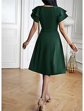 voordelige midi-zwarte jurk-Dames Mini-jurk Zwarte jurk Afstudeerjurk Casual jurk A lijn jurk Streetwear Basic Casual Vakantie Straat Feestdagen Normale pasvorm Korte mouw V-hals Zwart Bordeaux Marineblauw blauw Zomer