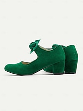  sapatos mary jane femininos de camurça verde com detalhe de laço - perfeitos para escritório, uso diário e ocasiões especiais