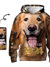 cheap Men&#039;s Custom Clothing-Animal Dog Men&#039;s Daily 3D Print Hoodie New Year Holiday Going out Hoodies Custom Print Red Long Sleeve Hooded Print Spring &amp;  Fall Designer Hoodie Sweatshirt
