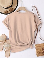 economico Maglietta Arte &amp; Design-Per donna maglietta Con cuori Informale Manica corta Girocollo Top regolari Giornaliero Stampa Bianco Rosa Blu Estate