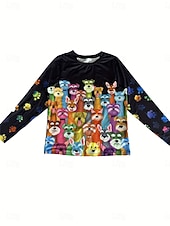 ieftine Tricou cu animale-Tricou femei cu guler rotund mânecă lungă tunica imprimeu casual tops obișnuite zilnic negru primăvară toamnă