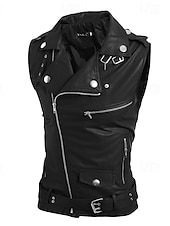 preiswerte Men&#039;s Vest-Herren Weste Lederweste Täglich Verabredung Urlaub Modisch Brautkleider schlicht Frühling &amp; Herbst Tasche Polyester Komfortabel Glatt Reisverschluss Kargen Regular Fit Schwarz Weiß Rote Weste