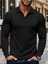 Per uomo Maglia da golf Polo da Golf Casuale Lavoro Bavero Manica Lunga Essenziale Moderno Semplice Bottoni Primavera & Autunno Vestibilità regolare Bianco Maglia da golf