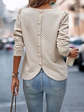 voordelige Vrouwen Werk Tops-dames blouse stijlvol modern lange mouwen normale tops ronde hals werk dagelijks kaki lente herfst