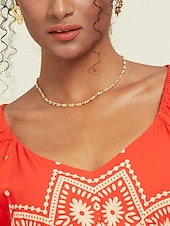 abordables Collier pour femme-collier ras du cou en cuivre plaqué or avec fleur - chaîne réglable délicate pour femme