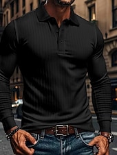 Per uomo Maglia da golf Polo da Golf Casuale Lavoro Bavero Manica Lunga Essenziale Moderno Semplice Bottoni Primavera & Autunno Vestibilità regolare Bianco Maglia da golf
