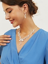 economico Collana da donna-elegante set di collana e orecchini da donna in zirconi e lega - perfetto per matrimoni e occasioni speciali