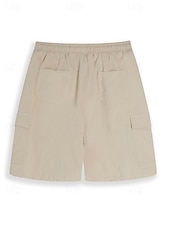 Per uomo Shorts Shorts di Lino Pantaloncini Estivi Shorts da Spiaggia Coulisse Elastico in vita Multi-tasche Semplice Lunghezza al ginocchio All'aperto Spiaggia Hawaiano Casual Verde militare Nero