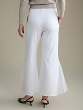 baratos Calça-Mulheres Parte inferior do sino Calças Comprimento total Chiffon Capital Elegante Casual Diário Roupa Diária Para Noite Preto Branco Outono Primavera Verão S M L