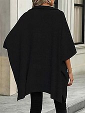 preiswerte Einfarbige Farben-Damen Pullover Brautkleider schlicht Feste Farbe Troyer Halber Reißverschluss Zip Halbe Ärmel Lange Oberteile Stricken Täglich Schwarz Beige Herbst Winter
