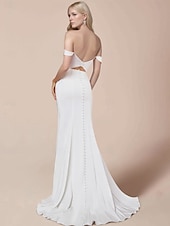cheap Casual Wedding Dresses-TS Wedding Dresses A-Line Off Shoulder Cap Sleeve Floor Length Taffeta Bridal Gowns With Ruched 2025