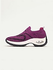 preiswerte Damen-Sneaker-Lilafarbene Slip-On-Sneaker aus Strick für Damen mit Luftpolstersohle zum Gehen und für die Freizeit