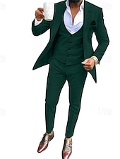 abordables Trajes formales-Trajes de boda para hombres Trajes de regreso a casa Blanco Rojo Sólido Ajuste estándar 3 piezas de un solo botón