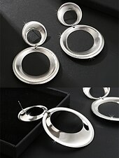 abordables Boucle d&amp;#39;oreille pour femme-boucles d&#039;oreilles pendantes élégantes en alliage doré pour femmes avec un design circulaire texturé - bijoux de déclaration légers