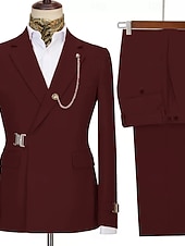 Недорогие Праздничная вечеринка-Мужской Смокинги Костюмы Для вечеринок Свадьба Черный Розовый Весна, осень, зима, лето Костюм Острый Лацкан с тупым углом Однотонный Узкий крой Набор из 2 предметов Однобортный с 1 пуговицей