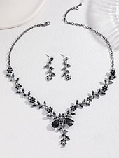 economico Collana da donna-elegante set di collana e orecchini da donna in zirconi e lega - perfetto per matrimoni e occasioni speciali