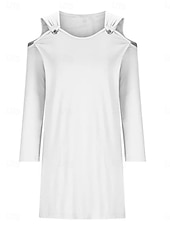 ieftine Rochie neagră pentru femei-Pentru femei Rochie neagra Rochie Mini Umăr rece Elegant Epocă De Pe Umăr Manșon Lung Negru Alb Roz Îmbujorat Culoare