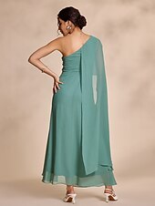 economico Abiti per le feste-abito lungo con volant e peplo in chiffon verde per feste/invitati a nozze, abito per stupire 2024