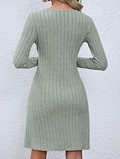 billige svart mini kjole-kvinners liten svart kjole en linje kjole mote arbeidsmote lang kjole maxikjole knapp v-hals langermet vanlig vanlig passform svart rosa grønn vår høst s m l xl 2xl