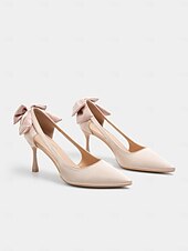 cheap Formal-Elegant Women&#039;s Blush Suede Heels with Bow Detail – Chic Pointed Toe Pumps for Weddings and Formal Events