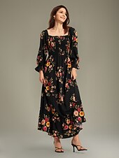 baratos Vestidos Florais-vestido de férias de primavera com padrão floral