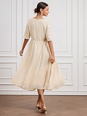 cheap Cocktail Dress-Women&#039;s Plain Dress Midi Dress Polyester Ruched Casual Crew Neck Half Sleeve White Color