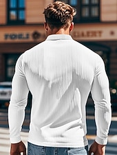 Per uomo Maglia da golf Polo da Golf Casuale Lavoro Bavero Manica Lunga Essenziale Moderno Semplice Bottoni Primavera & Autunno Vestibilità regolare Bianco Maglia da golf