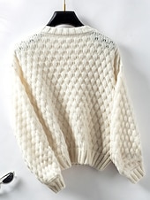 economico Pullover e top-Per donna Felpa Moda Tinta unica Grosso Girocollo Intrecciato Manica lunga Maglie lunghe Maglia Ufficio Bianco Beige Autunno Inverno
