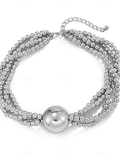 abordables Collar de mujer-Gargantilla de perlas con declaración para mujer: collar de perlas sintéticas de varias hebras con cuentas de gran tamaño, joyería de inspiración vintage para damas, ideal para cócteles y ocasiones