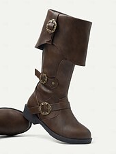 cheap Vintage Boots-Women&#039;s Vintage Mid-Calf Witch Boots with Decorative Buckles and Folded Cuff - Vintage Pirate Style Cosplay Costume Shoes