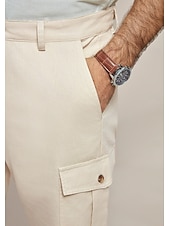 economico Pantaloni Corti Elite da Uomo-Per uomo Shorts Shorts di Lino Pantaloncini Estivi Tasca Frontale Gamba Dritta Semplice Comodità Traspirante Lunghezza al ginocchio All&#039;aperto Vacanza Feste Moda Essenziale Cachi