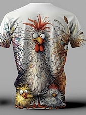 cheap Animal Print T shirts-Men&#039;s Rooster Funny T shirt Short Sleeve T shirt 3D Print Crew Neck Shirt Retro Vintage Casual Street Style Sports Outdoor Holiday Going out Black White Yellow Spring &amp; Summer Clothing Apparel S M L