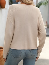 billiga Solida färger-Dam Blus Ensfärgat Stylish Modern Långärmad Rund hals Vanliga toppar Arbete Ficka Svart Blå Grön Beige Vår Höst Vinter