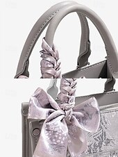 economico Borsette e borse tote-elegante borsa da donna in argento con stampa floreale in rilievo e fiocco oversize | borsa a tracolla versatile per eventi serali e uso quotidiano